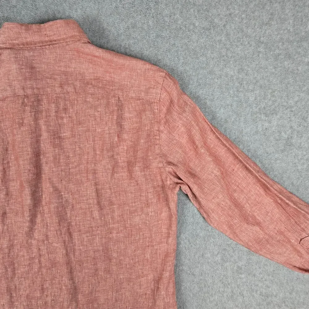 J.Crew Small Red Baird McNutt 100% Irish Linen Long Sleeve Button Down Shirt